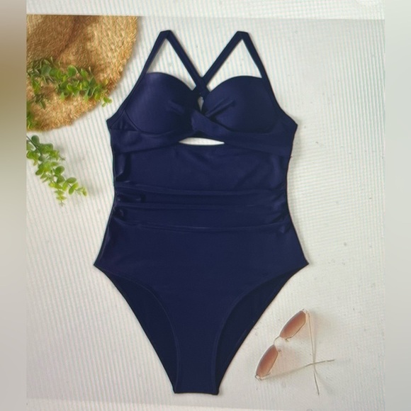 Eomenie Women’s Metallic Cut-Out One-Piece Swimsuit – Size S (New with Tags) - Picture 4 of 5